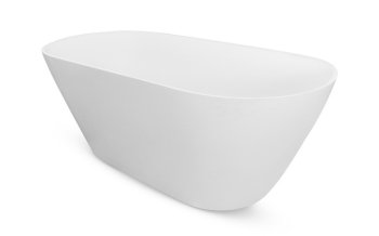 Cadă de baie BESCO MOYA, freestanding, mineral DuraBe, 160×70 cm, alb mat